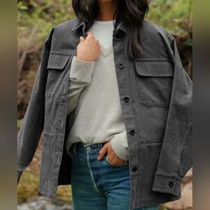 Jenni Kayne Size Large Washed Black Corduroy Button Down Lightweight Jacket